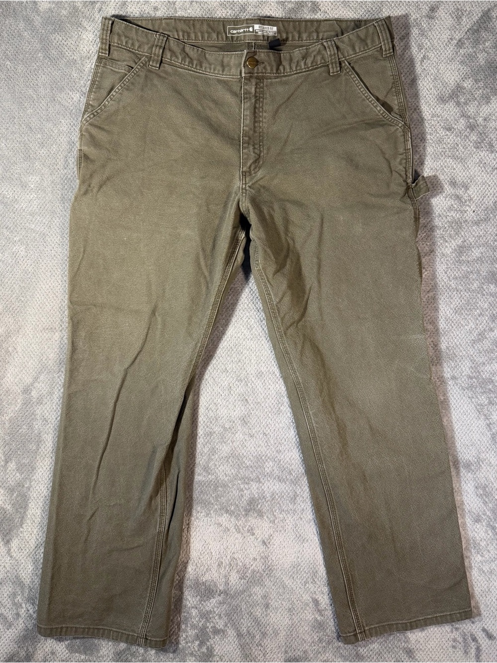 Carhartt Men's 40x30 Rugged Flex Relaxed Fit Carpenter Work Pants Olive Green